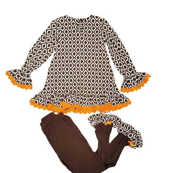 Emily Rose pumpkin patch fall ruffle lace ribbon halloween bell sleeve outfit 8 - Picture 3 of 9